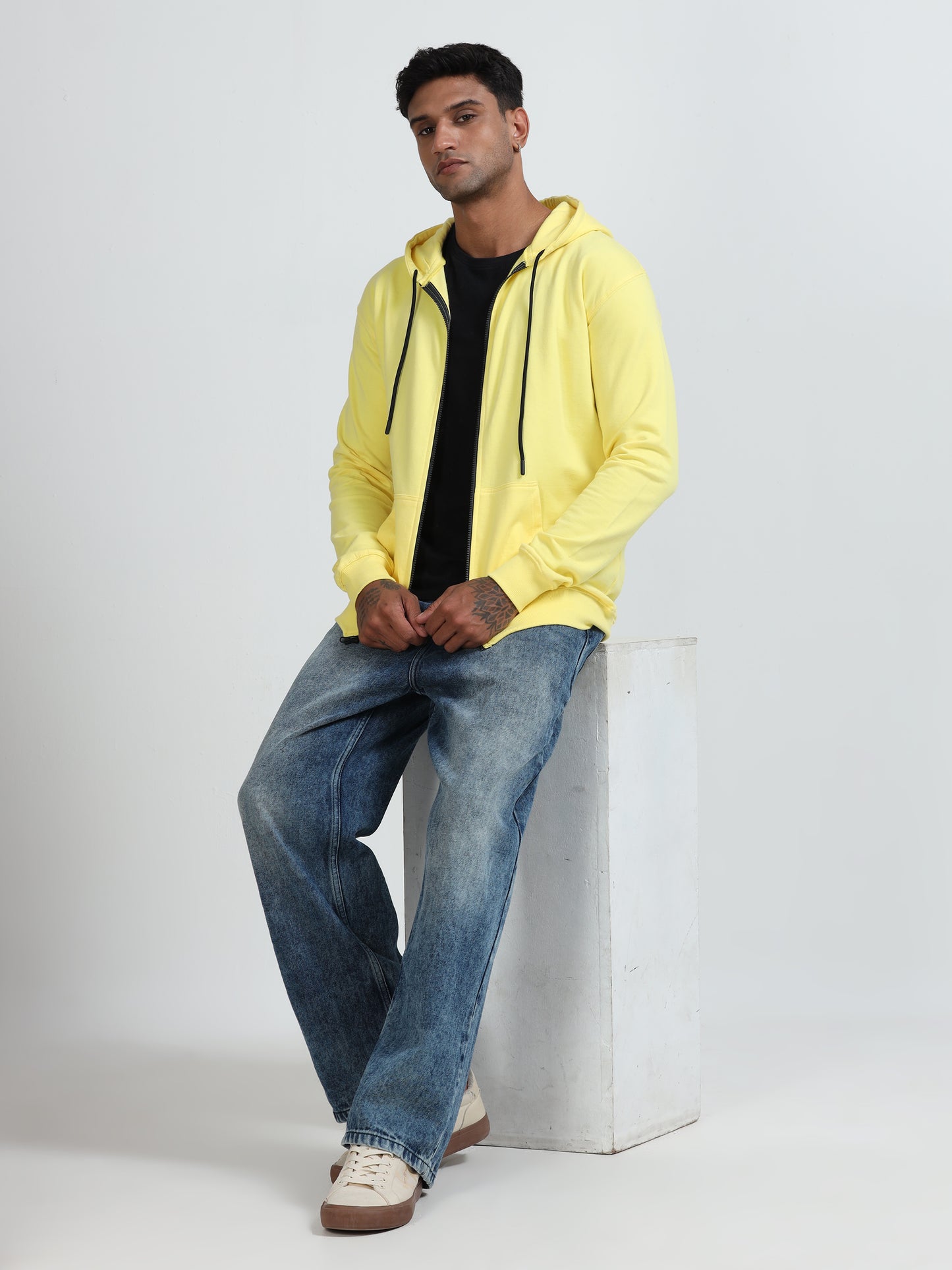 Atmos Zipper Hoodie - Light Yellow