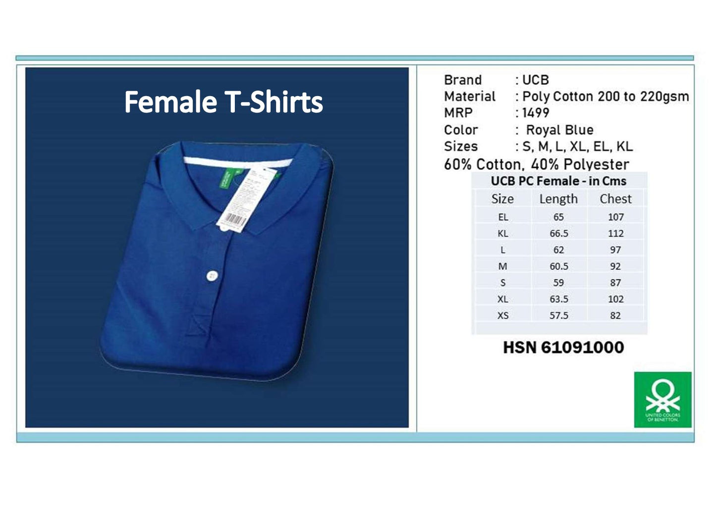 Women Poly Cotton - Royal Blue