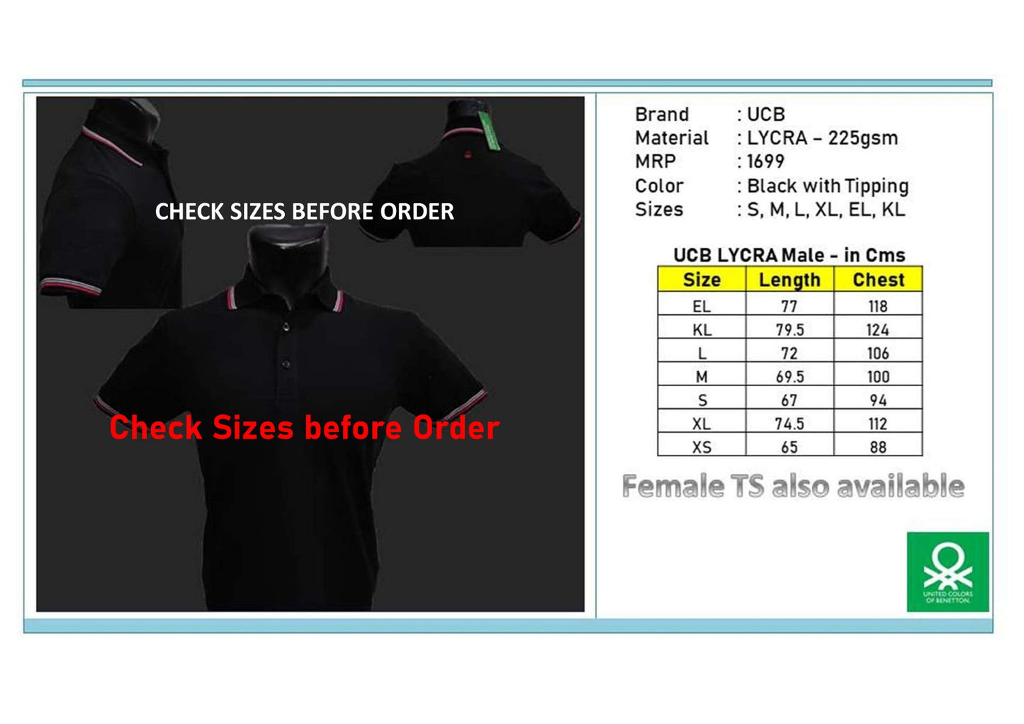 UCB - Lycra Black with Tipping