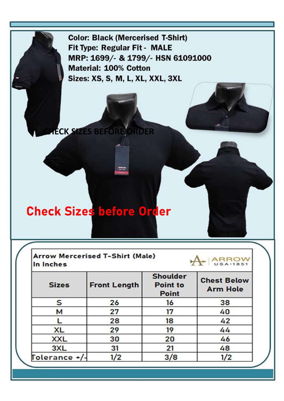 Men Regular Fit Mercerised T-shirt - Black