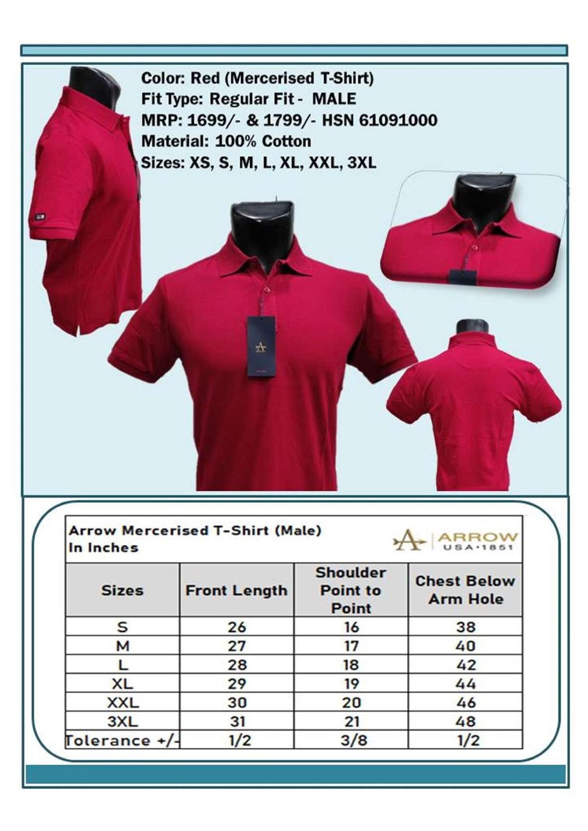 Men Regular Fit Mercerised T-shirt - Red