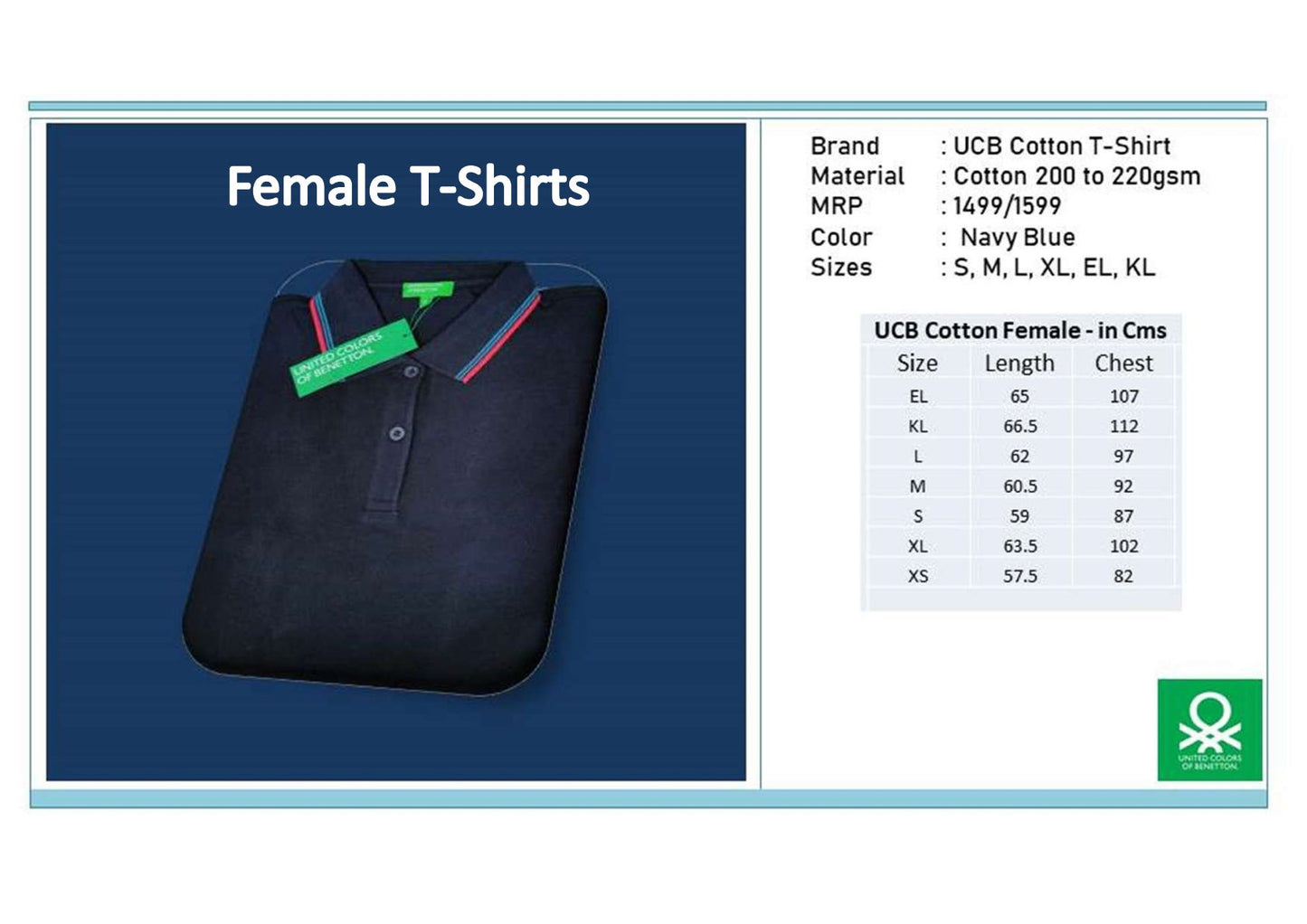 Women Cotton T-shirt - Navy Blue