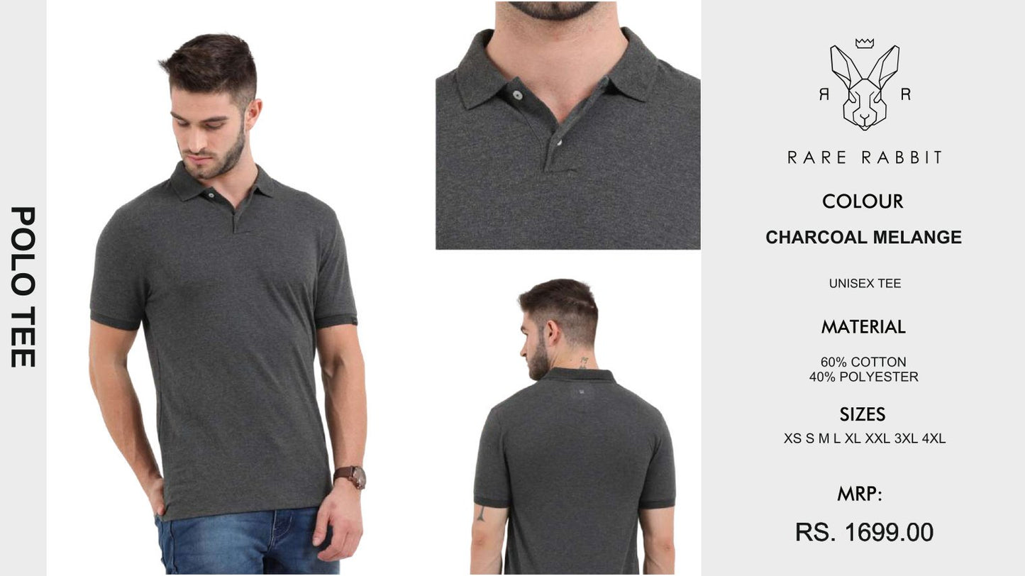 Polo Tee - Charcoal Melange