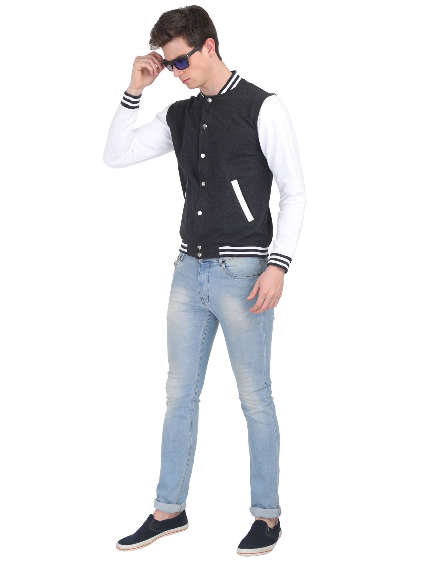 Prestige Varsity -Charcoal Grey with White