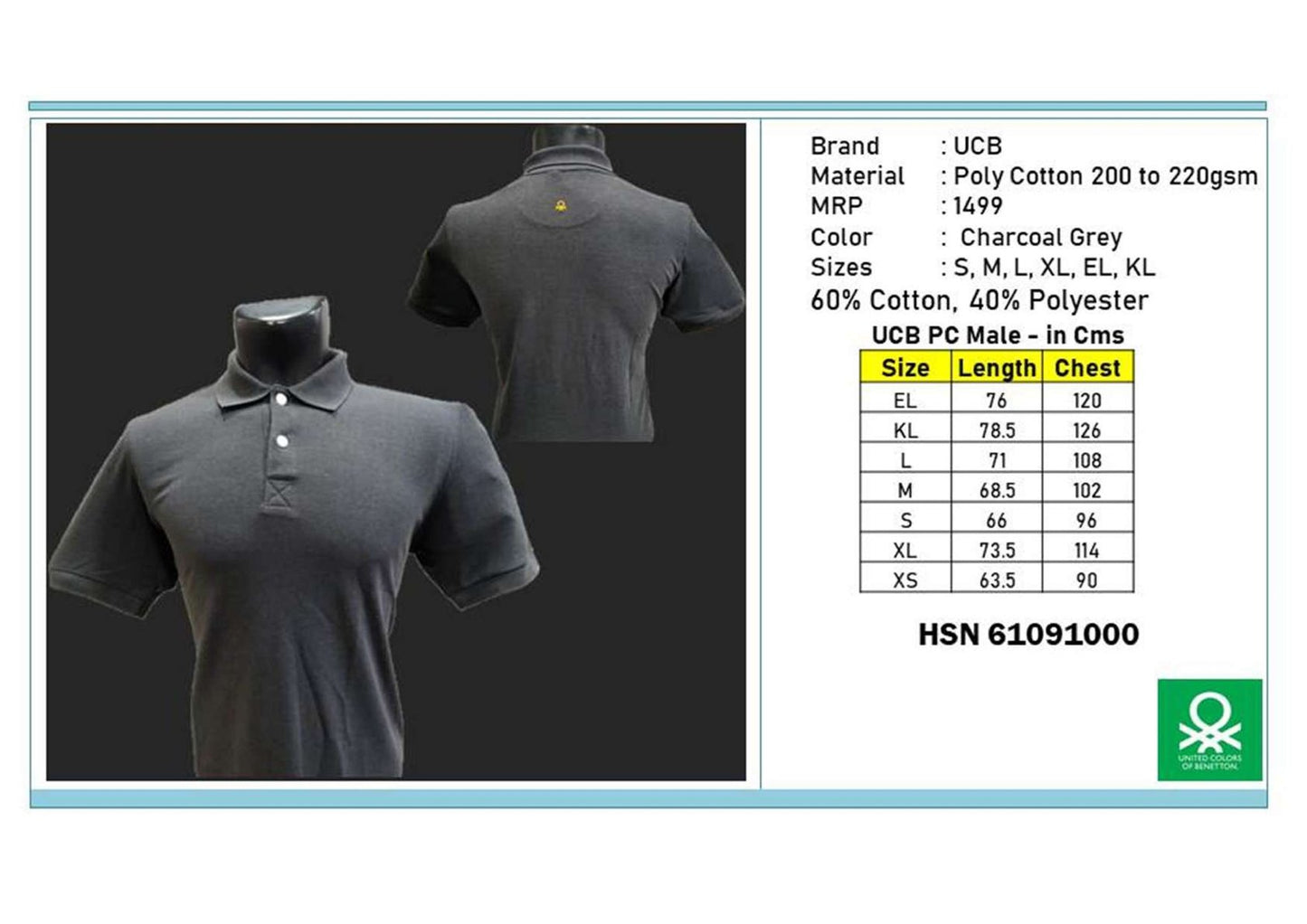 Poly Cotton T-shirt - Charcoal Grey