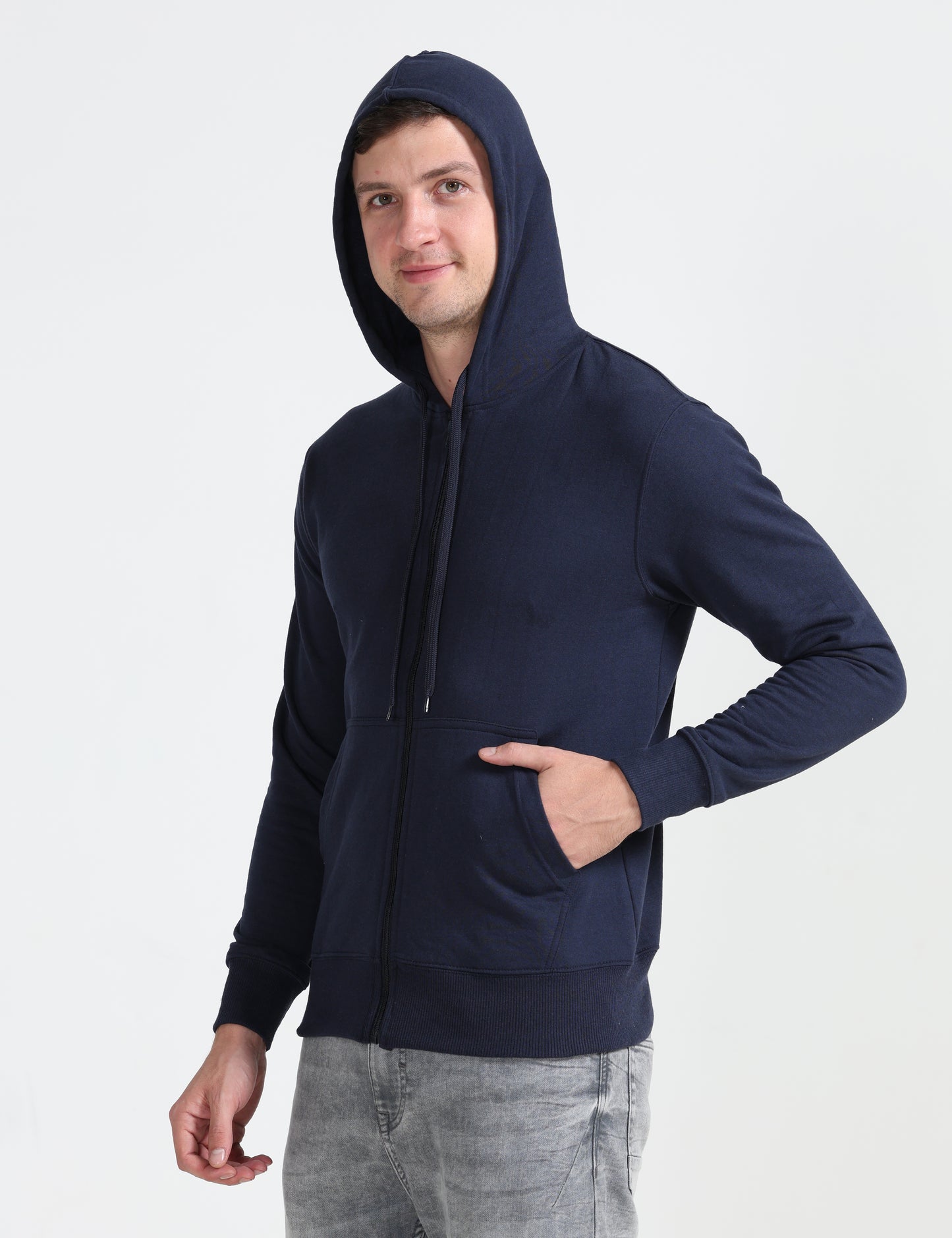 Zipper Hoodie - Navy Blue