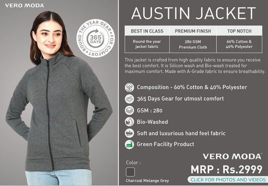 Women Austin Jacket - Grey Melange