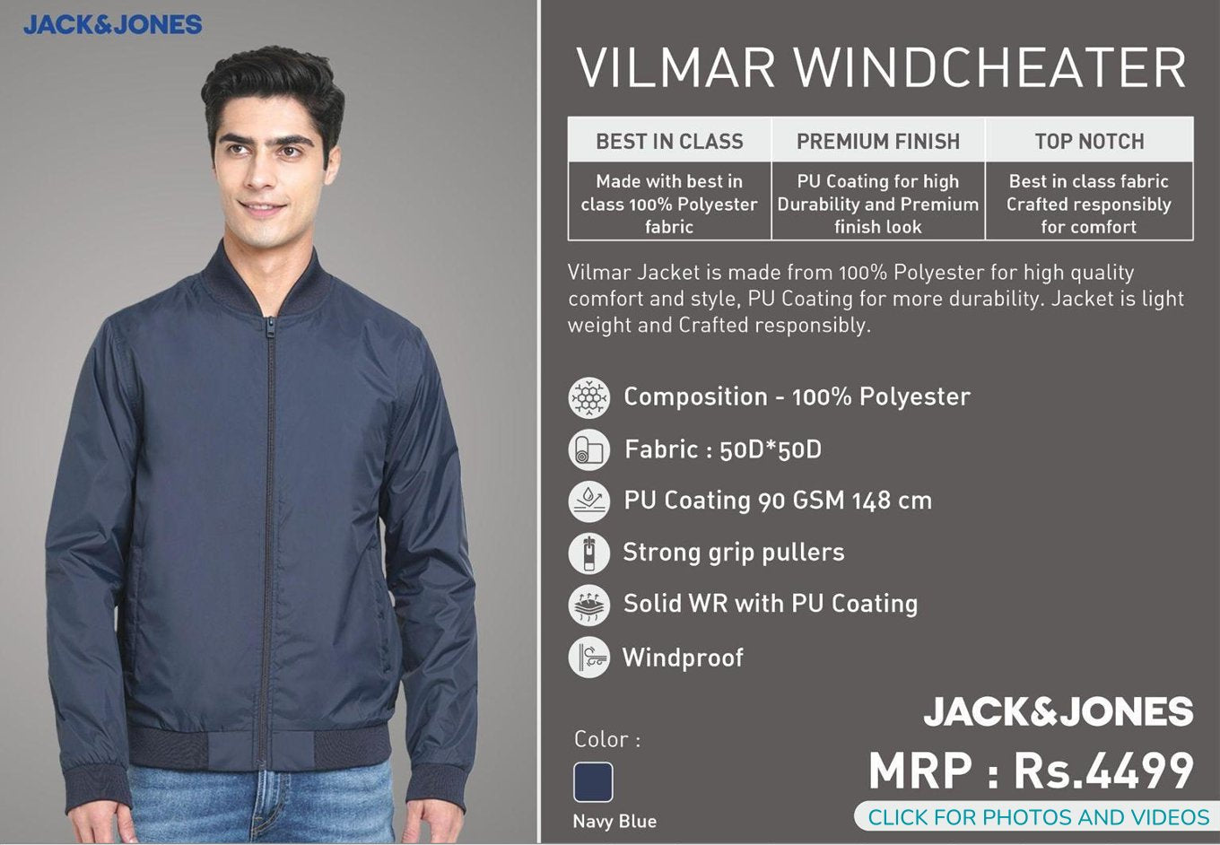Wilmar Windcheater- Navy Blue