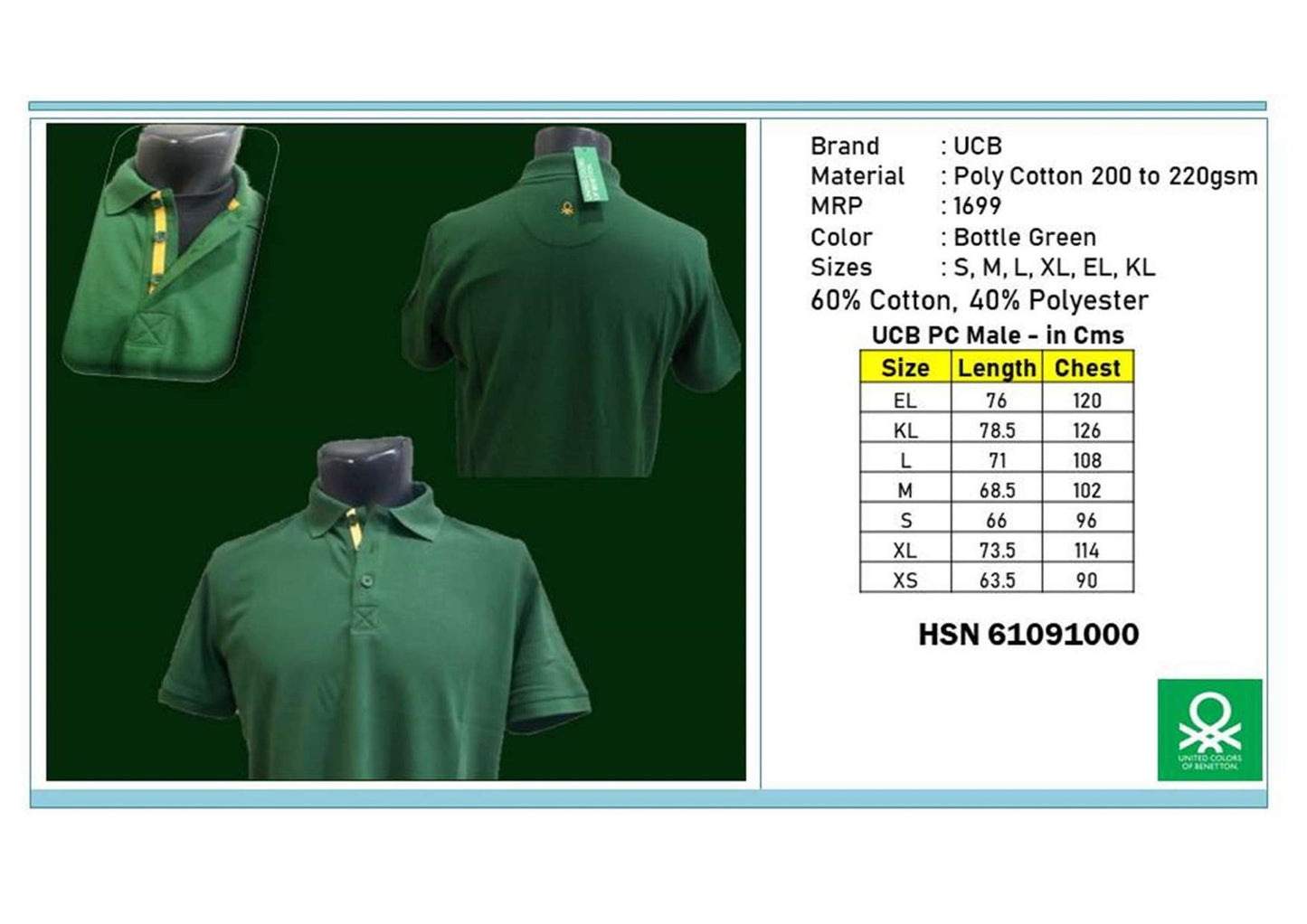 Poly Cotton T-shirt - Bottle Green