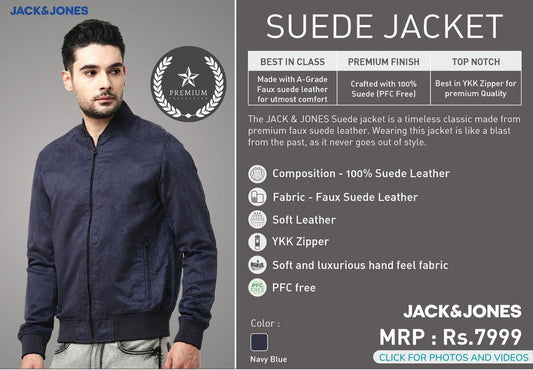 Suede Jacket -Navy Blue