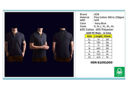 Poly Cotton T-shirt - Navy Blue