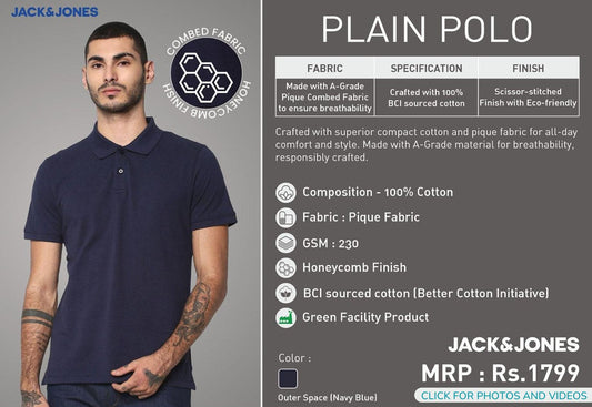 Plain Polo - Navy Blue