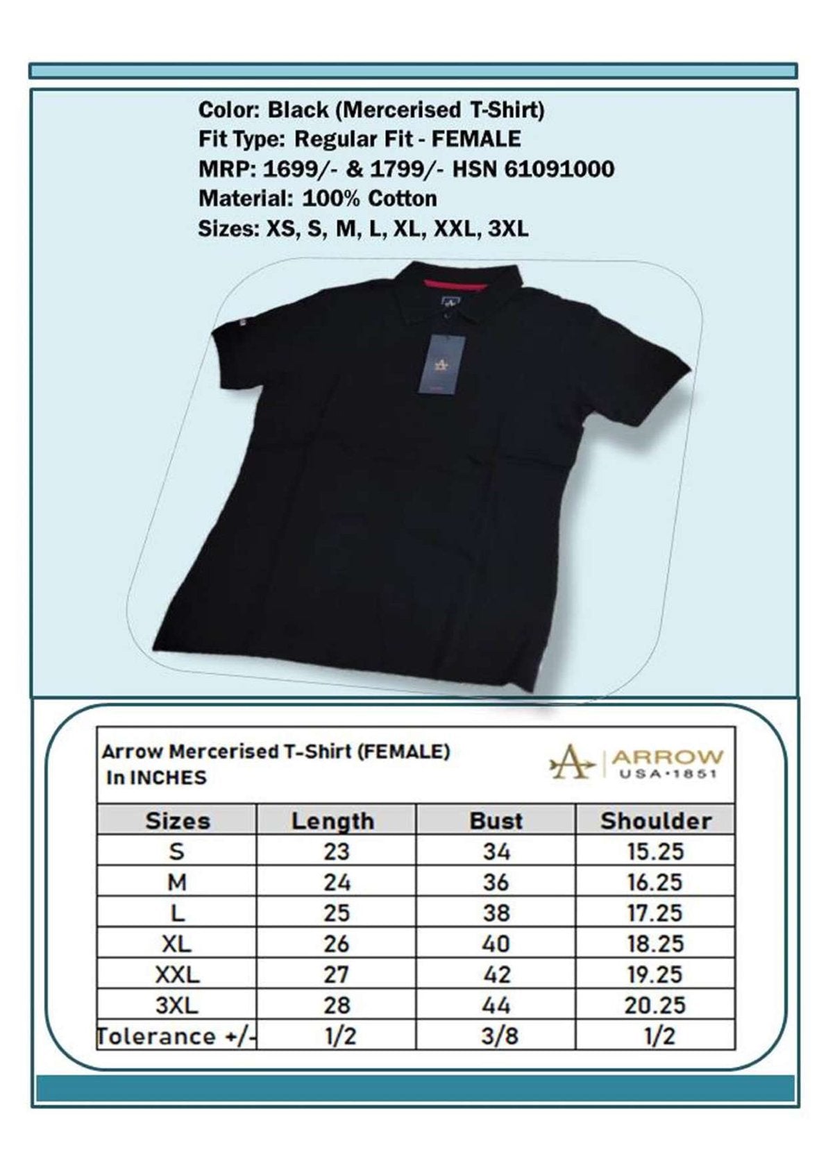 Women Regular Fit Mercerised T-shirt - Black