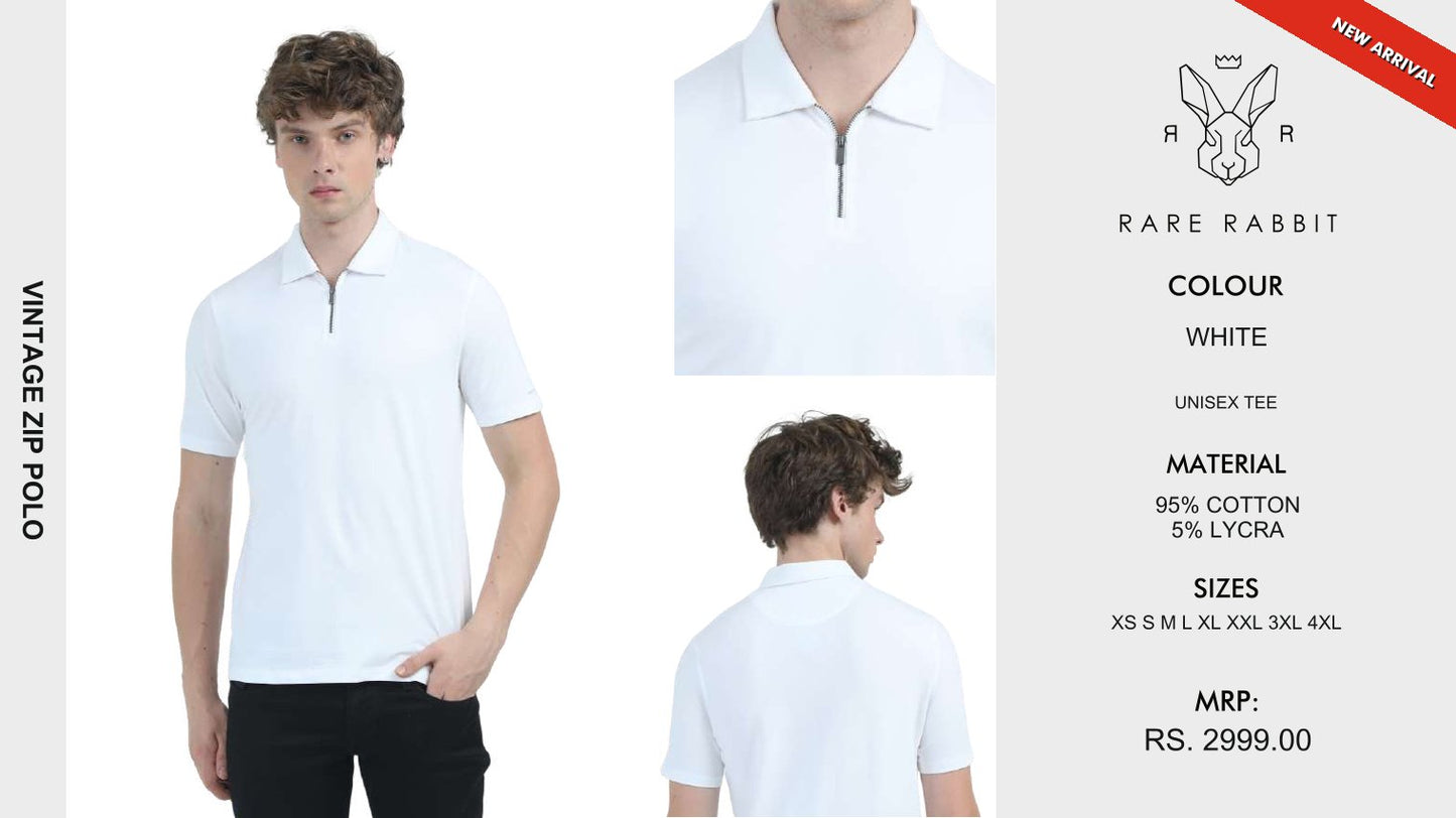 Vintage Zip Polo - White