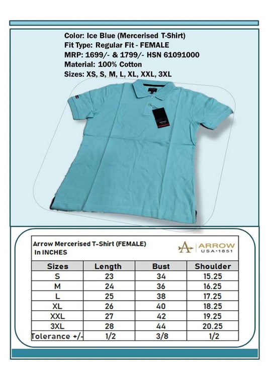 Women Regular Fit Mercerised T-shirt - Ice Blue