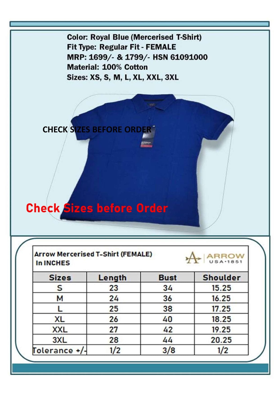 Women Regular Fit Mercerised T-shirt - Royal Blue