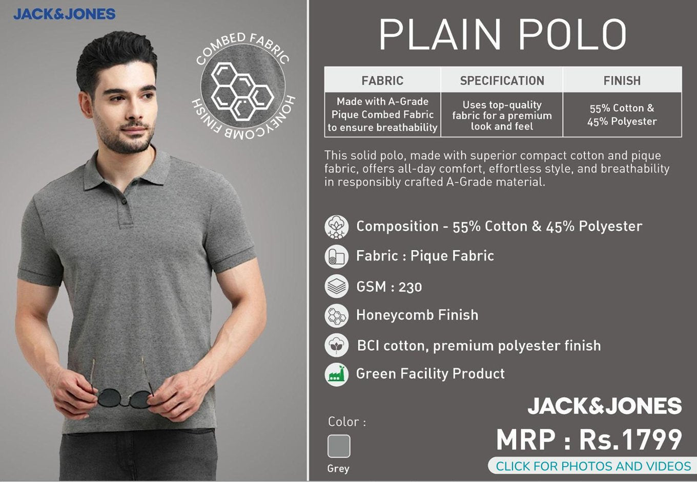 Plain Polo - Charcoal Melange