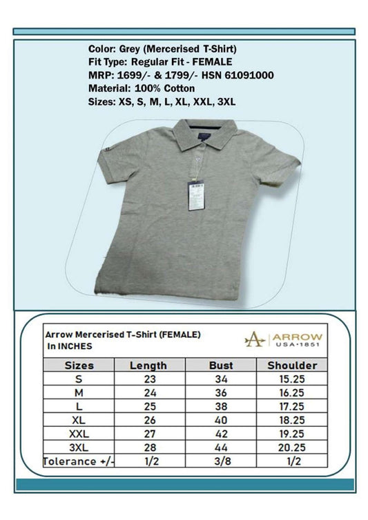 Women Regular Fit Mercerised T-shirt - Grey