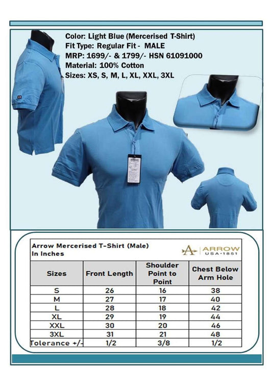 Men Regular Fit Mercerised T-shirt - Light Blue