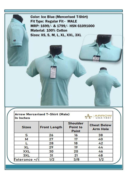 Men Regular Fit Mercerised T-shirt - Ice Blue