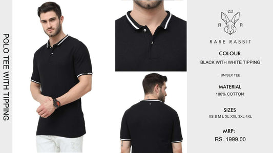 Men Polo Tee with Tipping - Black