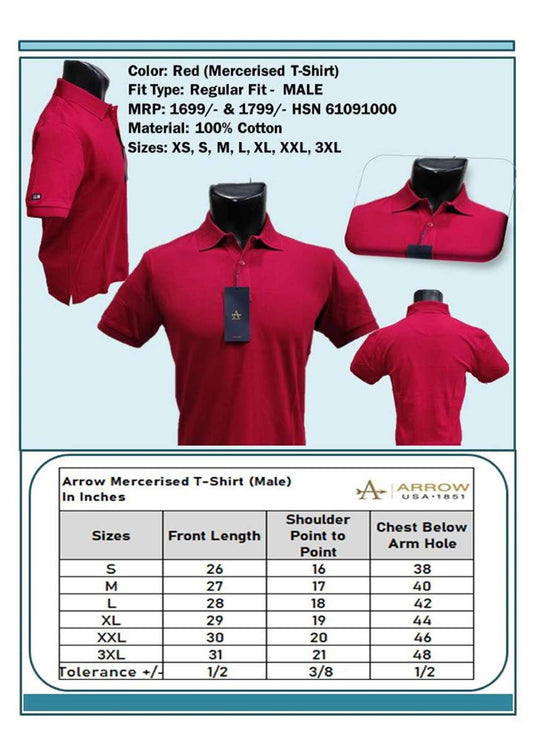 Men Regular Fit Mercerised T-shirt - Red