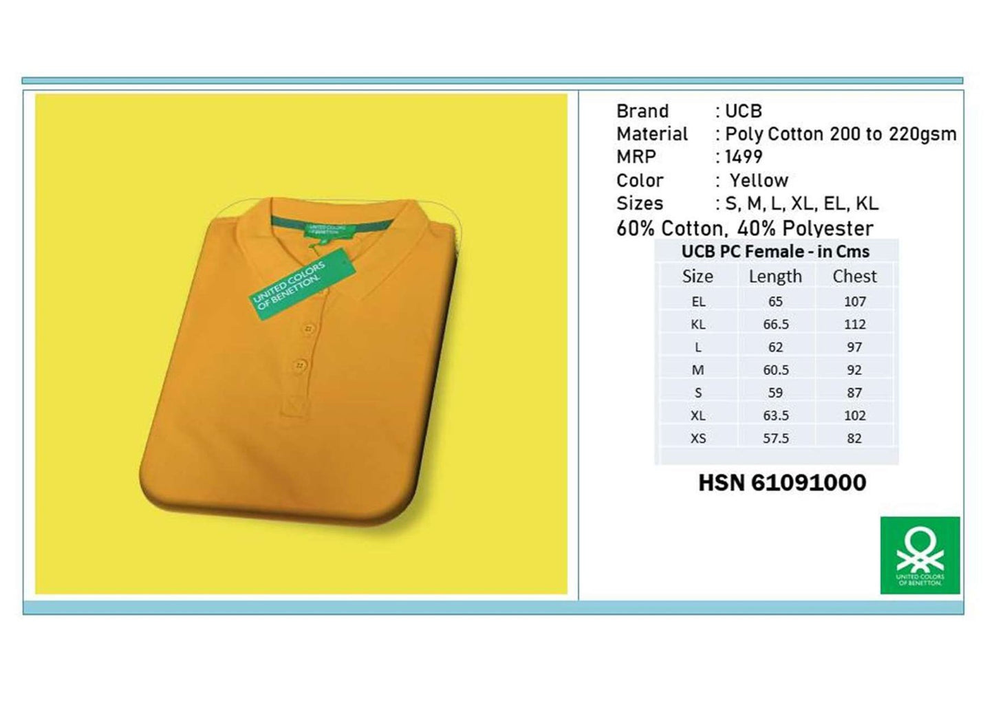 Women Poly Cotton - Yellow