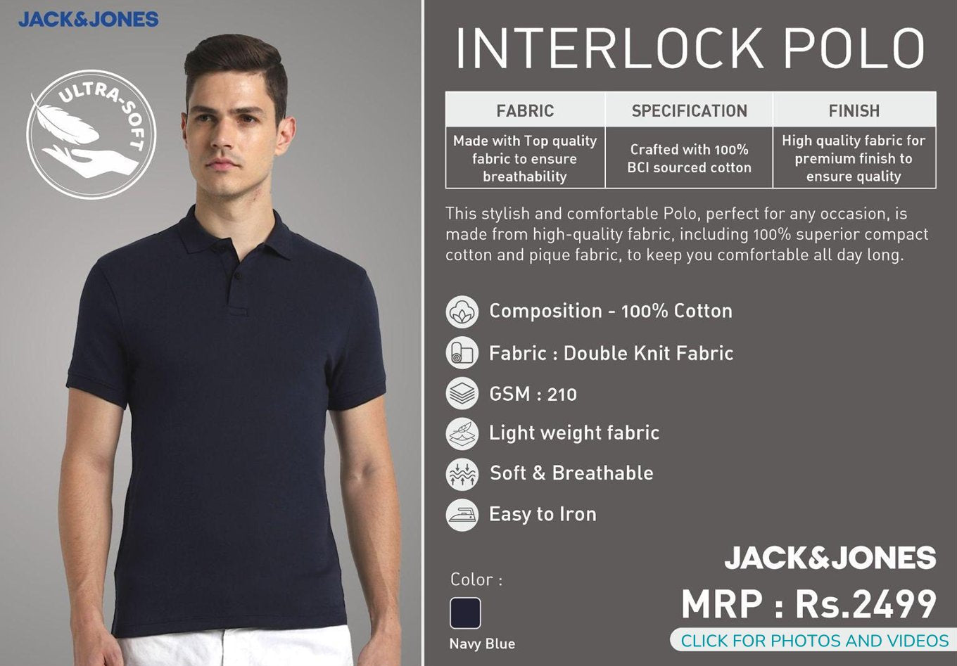 Interlock Polo - Navy Blue