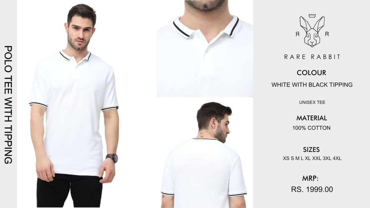 Men Polo Tee with Tipping - White