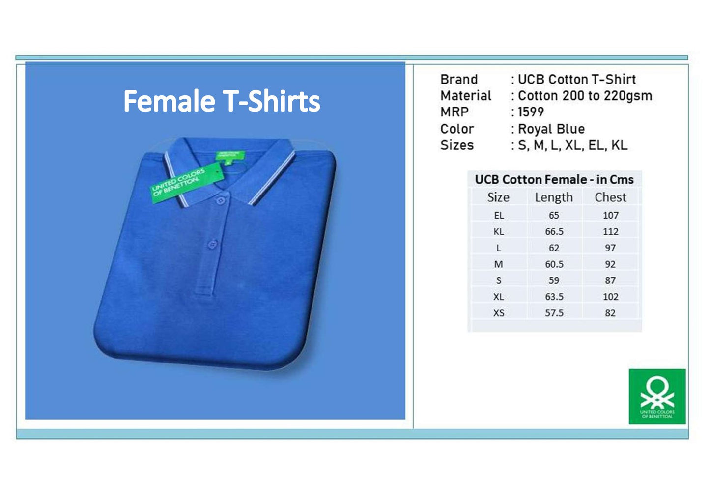 Women Cotton T-shirt - Royal Blue