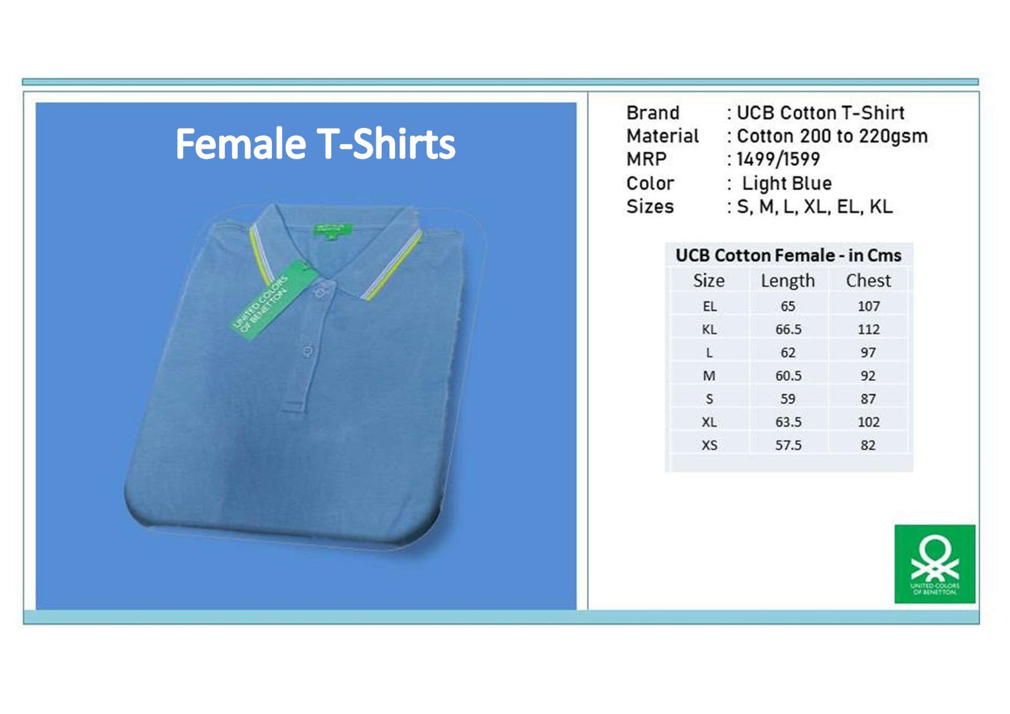 Women Cotton T-shirt - Light Blue