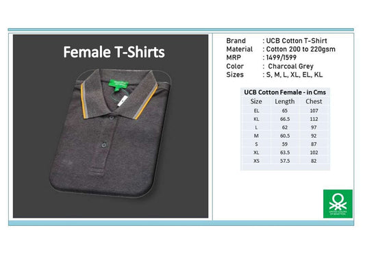 Women Cotton T-shirt - Charcoal Grey