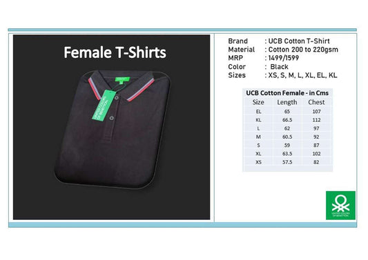 Women Cotton T-shirt - Black