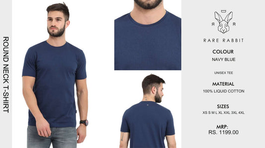 Round Neck T-shirt - Navy Blue