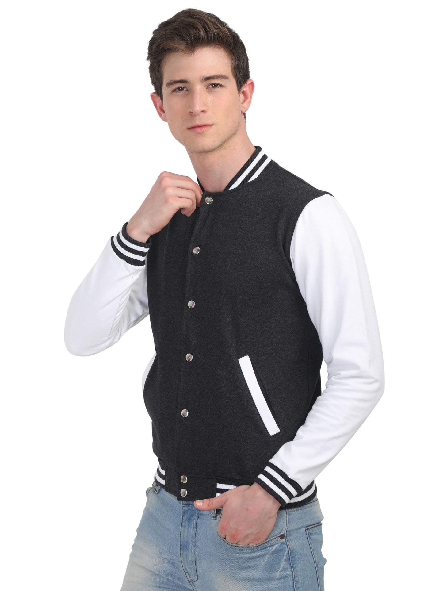 Prestige Varsity -Charcoal Grey with White