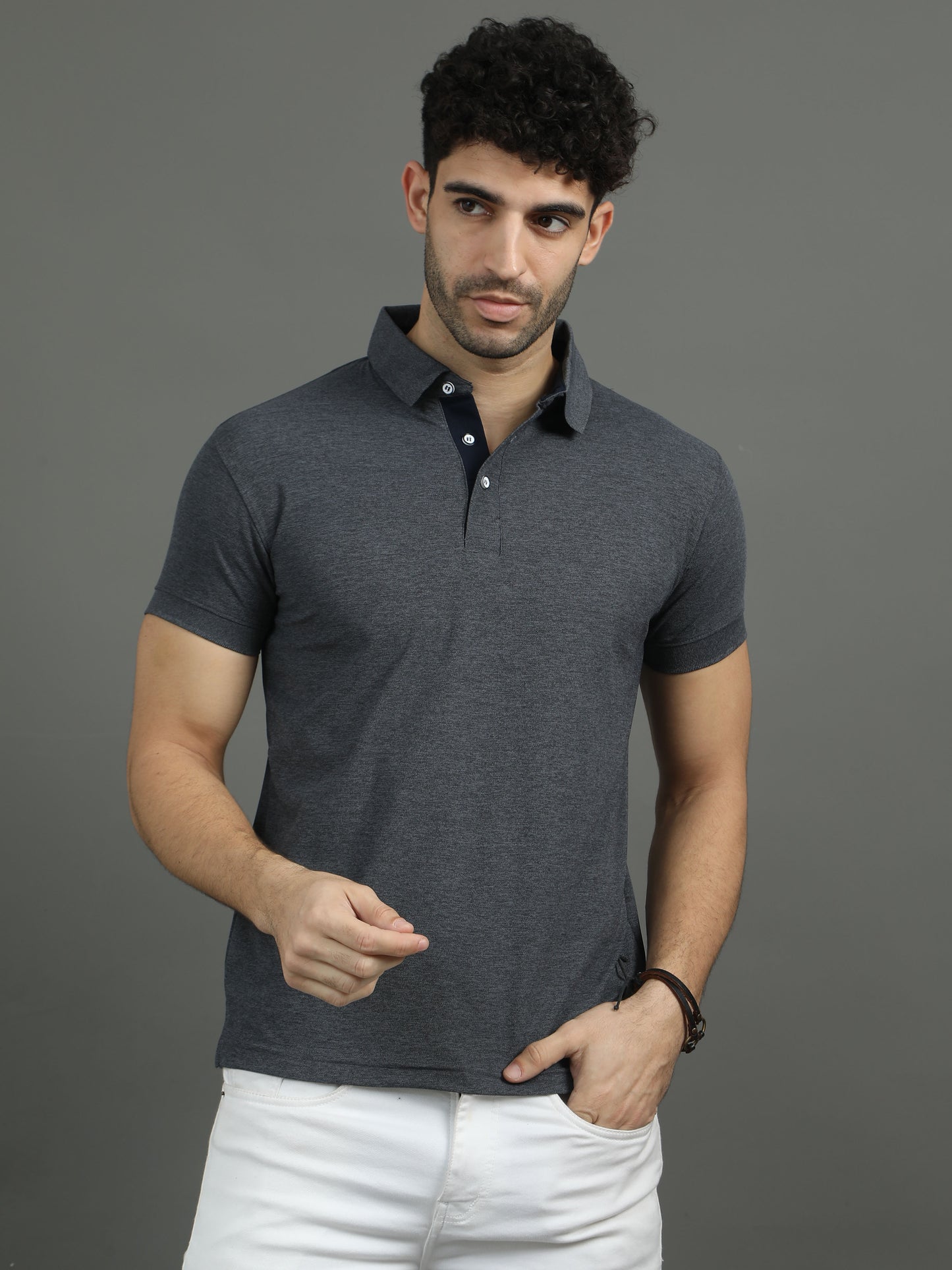 Mars Polo T-shirt - Carbon Grey Melange
