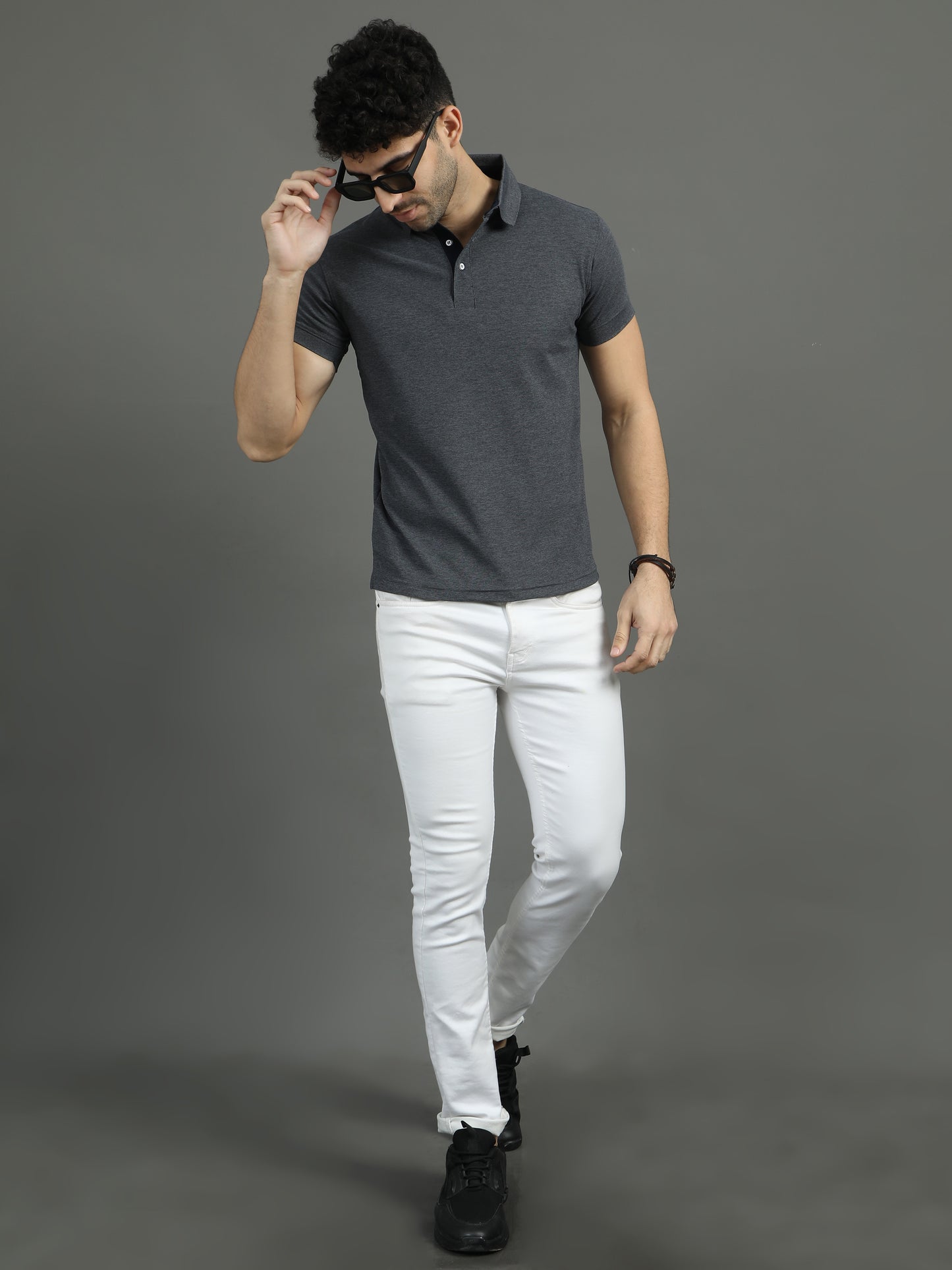 Mars Polo T-shirt - Carbon Grey Melange