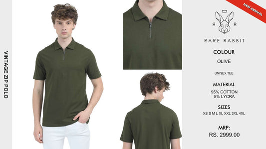 Vintage Zip Polo - Olive