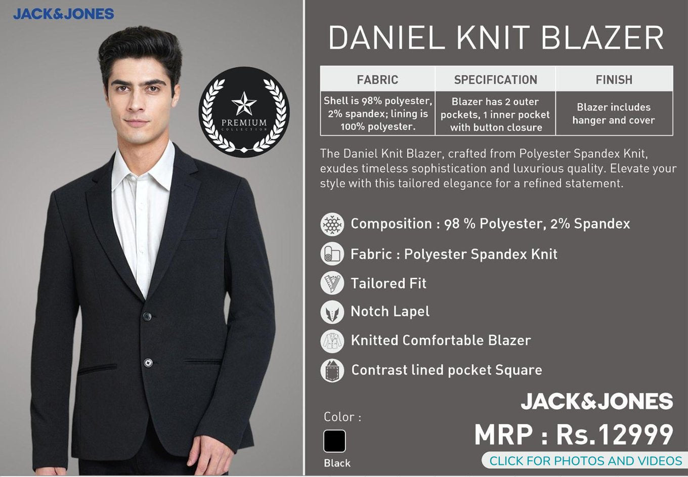 Daniel Knit Blazer - Black