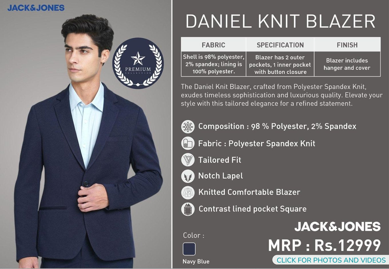 Daniel Knit Blazer - Navy Blue