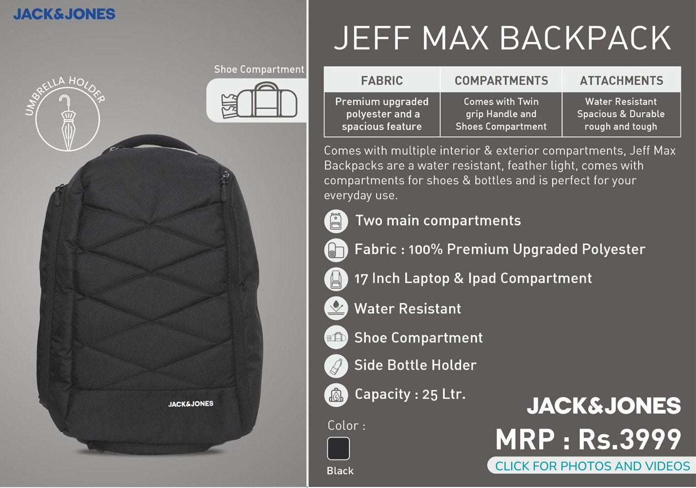 Jeff Max Backpack - Black