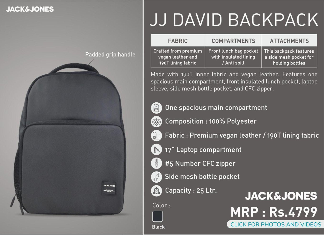 JJ David Backpack - Black