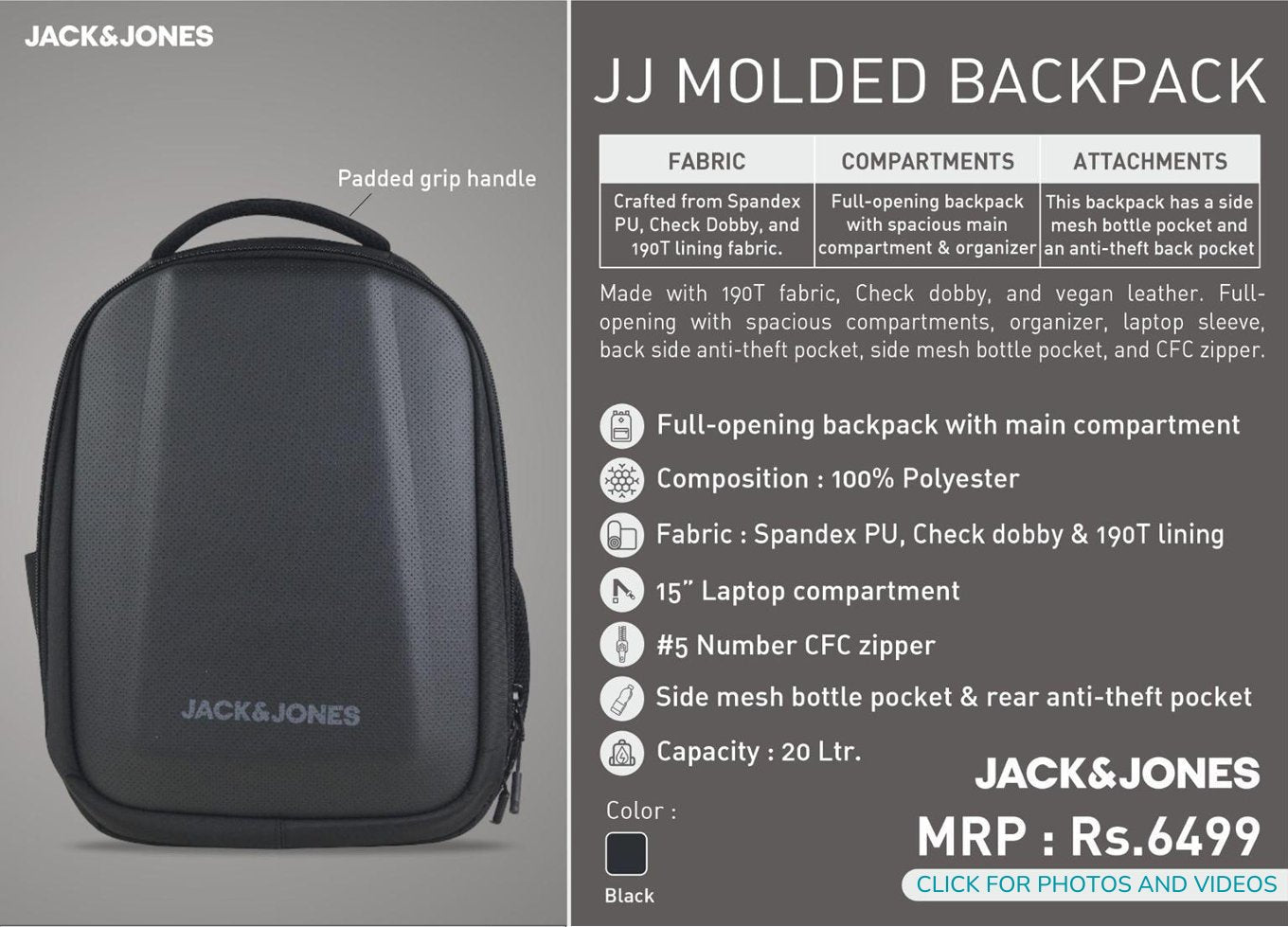 JJ Molded Backpack - Black
