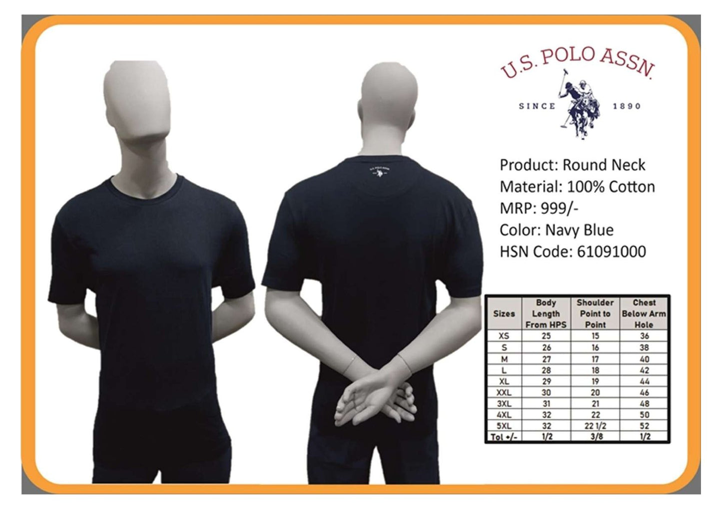 Round Neck  - Navy Blue