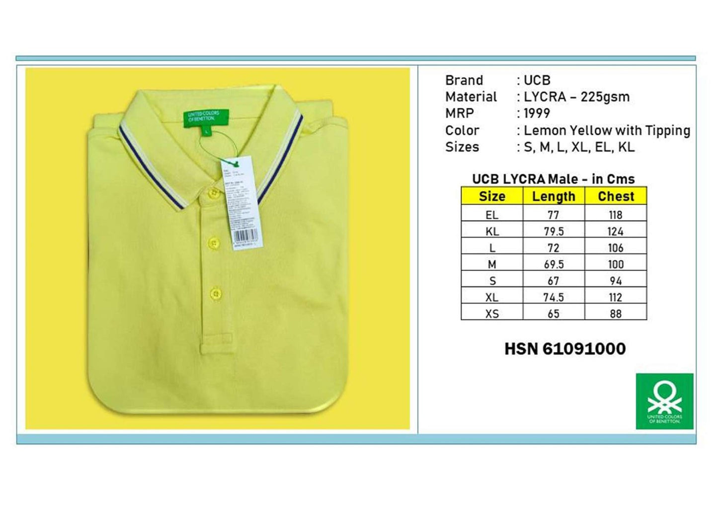 LYCRA - Lemon Yellow with Tipping