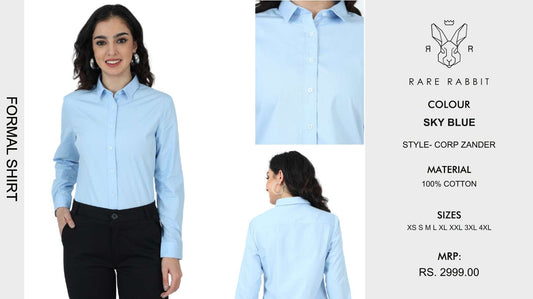 Women Formal Shirt - Sky Blue
