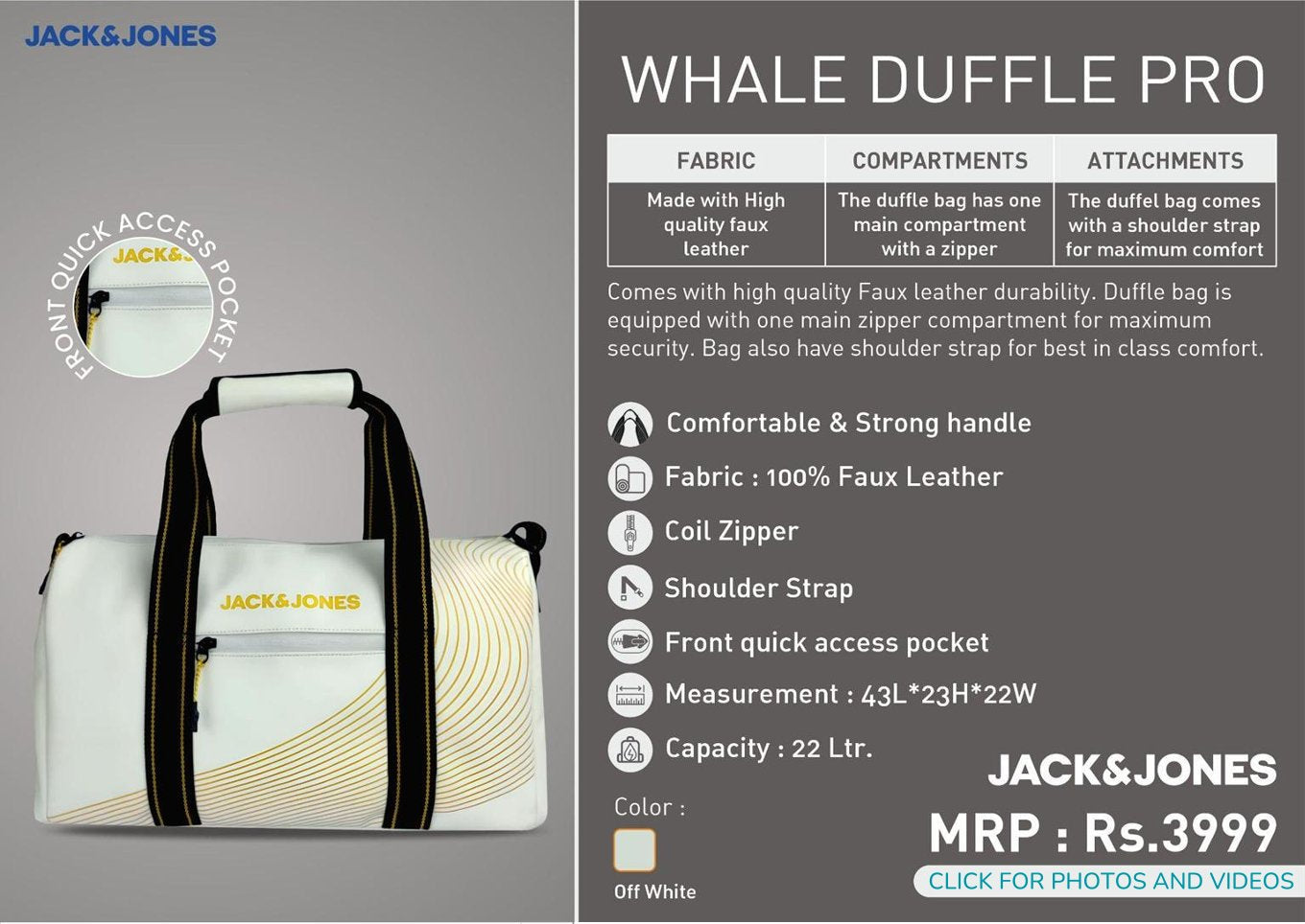 Whale Duffle Pro- White