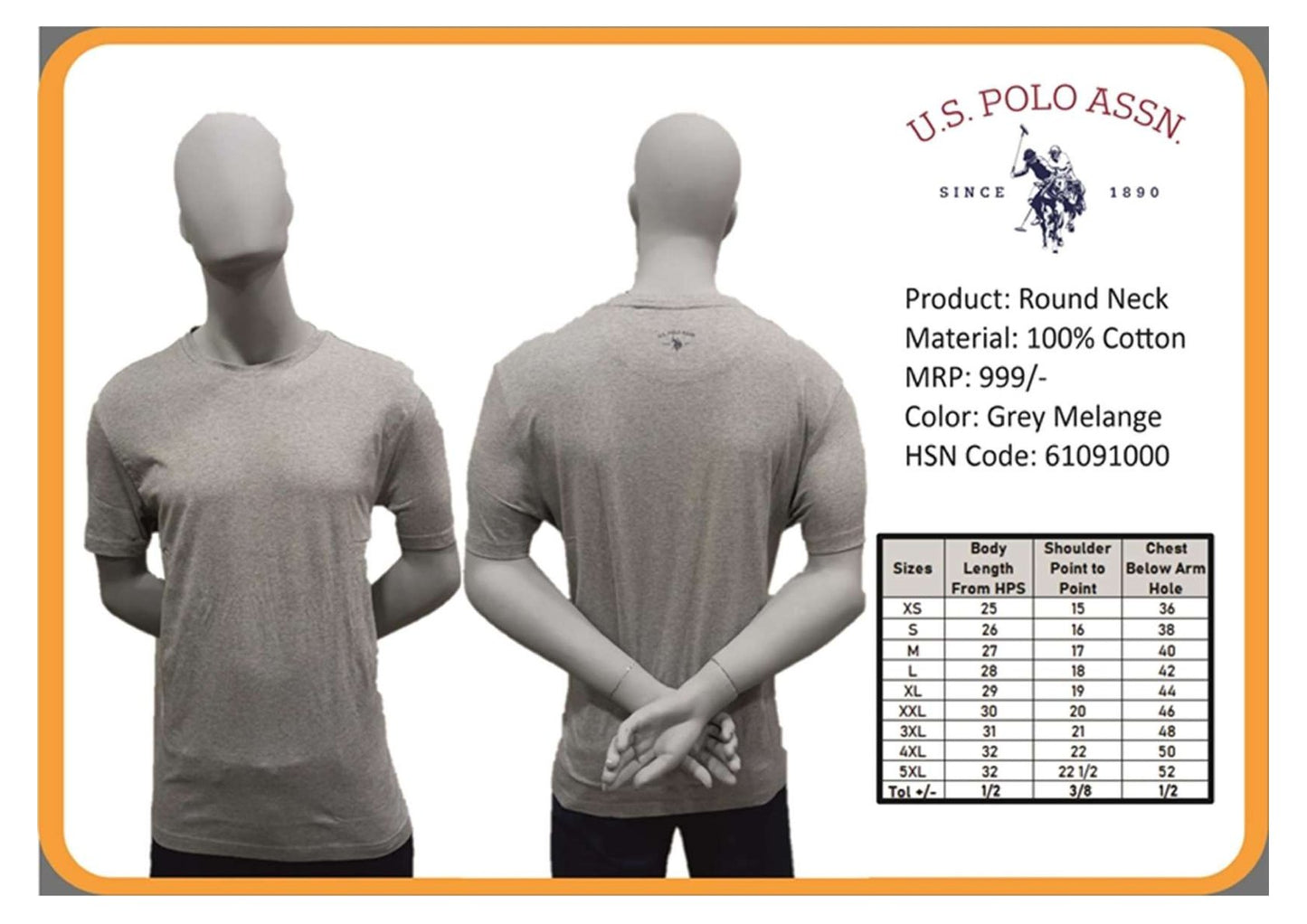 Round Neck  - Grey Melange