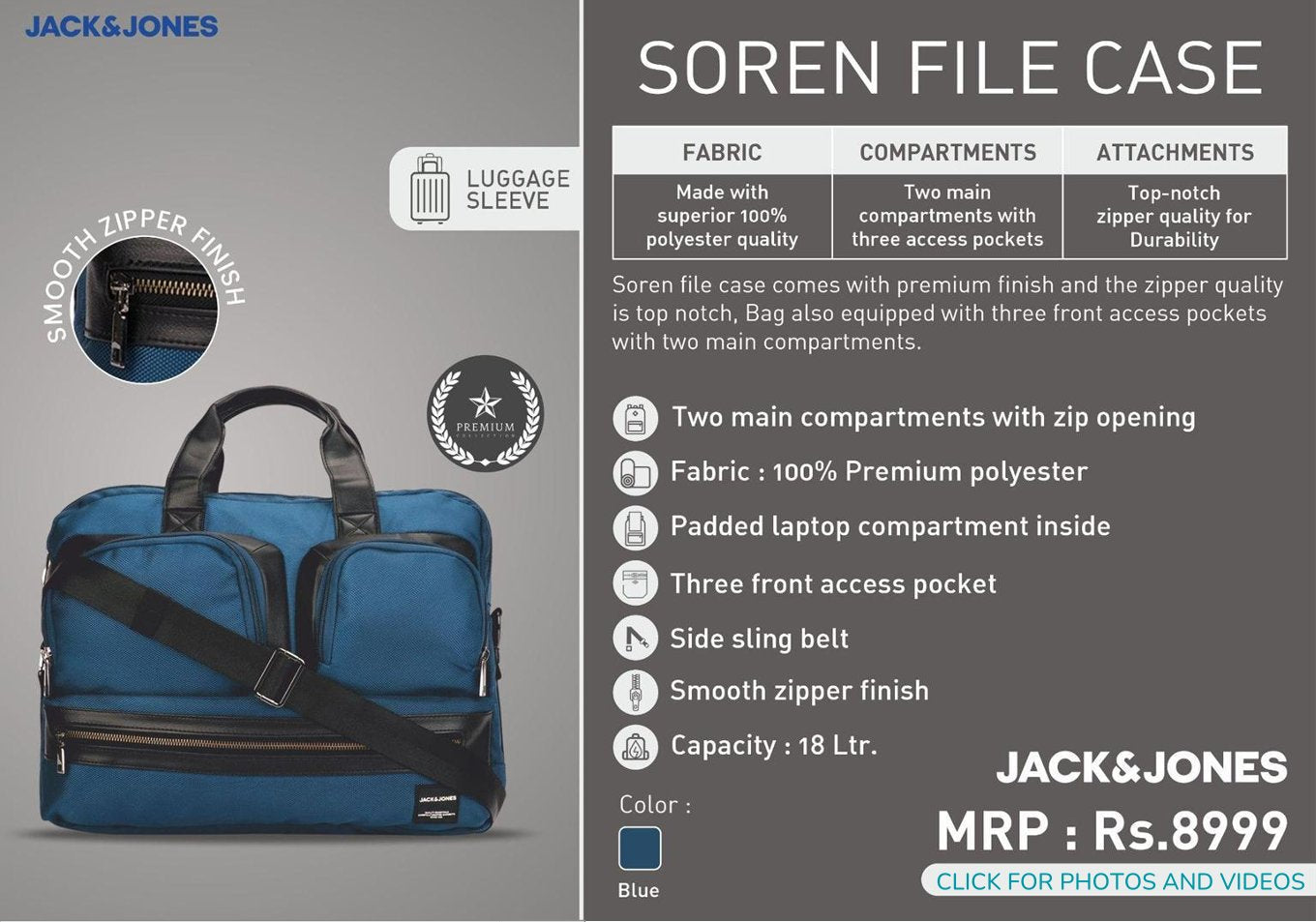 Soren  File Case - Navy Blue
