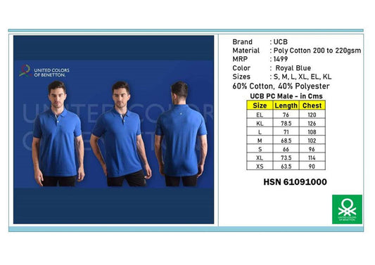 Poly Cotton T-shirt - Royal Blue